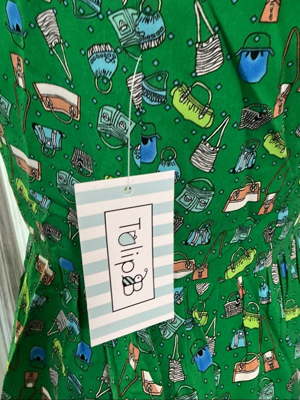 Tulip B Green Sleeveless Printed Cotton Dress - Picture 2 of 4